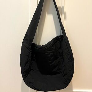 St. Agni Black Quilted Nylon Crossbody Bag